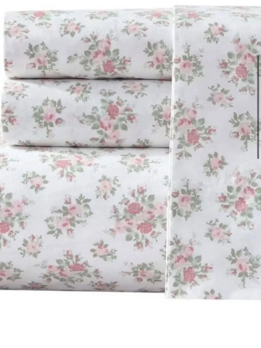 Laura Ashley Leanna Rose ~ Twin Sheet Set ~ Pink Floral ~ 100% Cotton